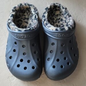 Crocs Baya Faux Fur Leopard Lined Clog  Youth (Junior) Size 3 J 5